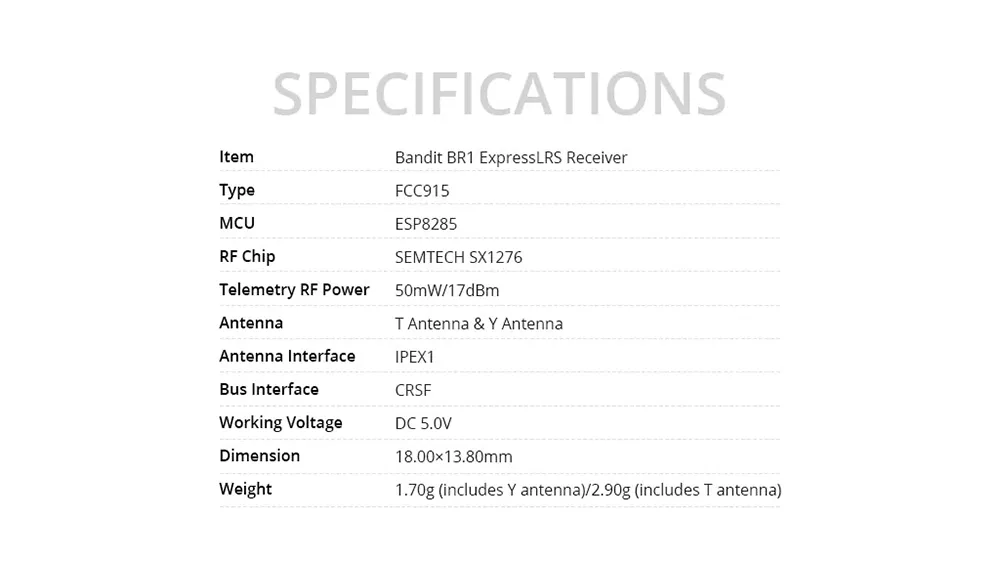 Bandit BR1 ExpressLRS ELRS 915MHz Receiver for Drone Fixed Wing