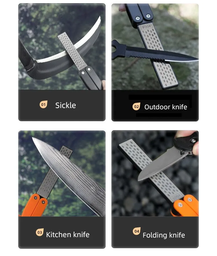 DMD Portable Double Side Grindstone Professional Kitchen Sharpener for Pocket Folding Knife Sharpening Stone Sharpener Diamond