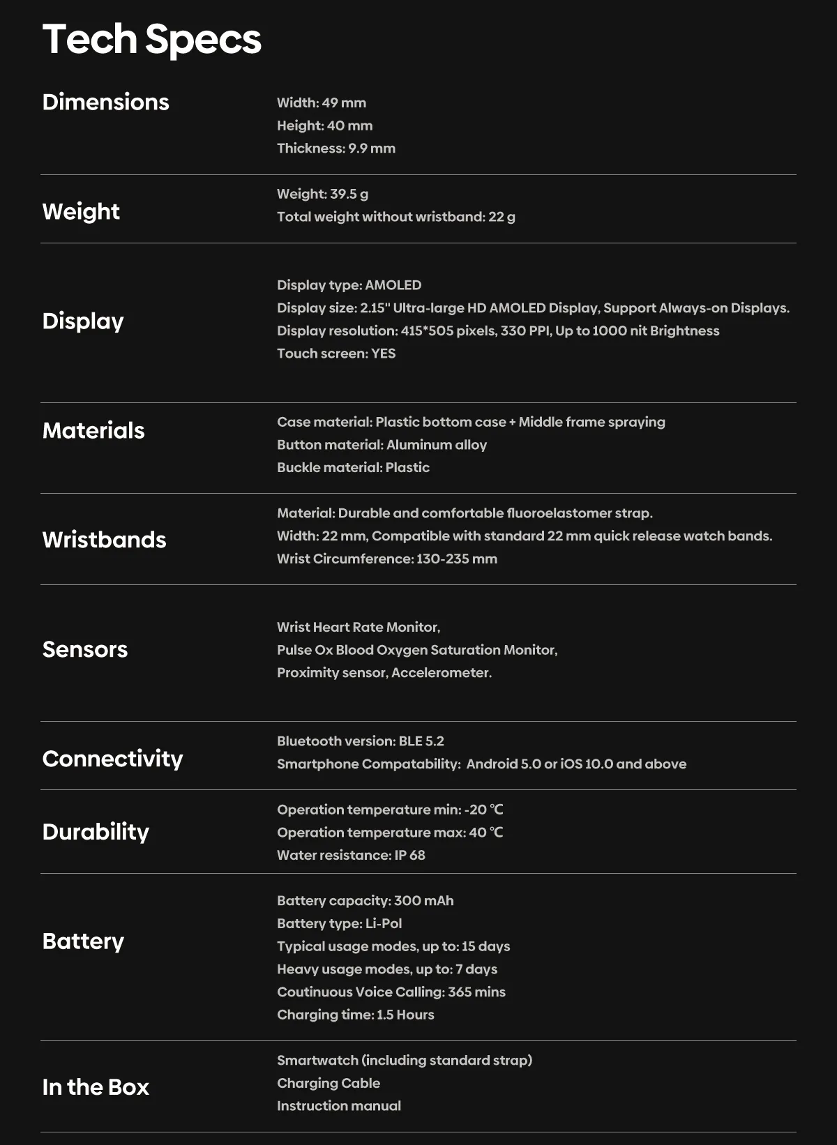 [2023 World Premiere]New Zeblaze GTS 3 Plus 2.15 inch Ultra-large 415*505pixels HD AMOLED 24H Heart Rate SpO2 Hifi bluetooth Phone Call BT5.2 Smart Watch