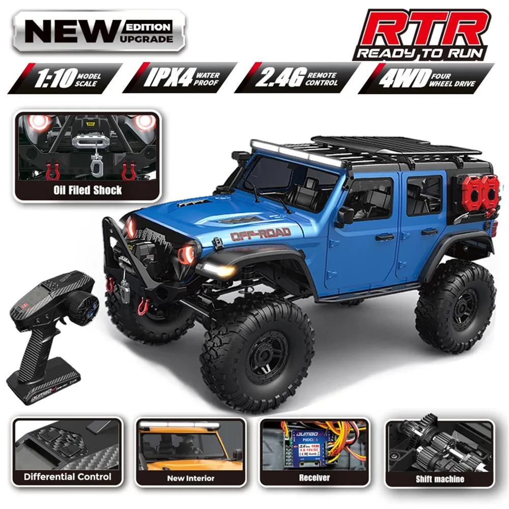 HB Toys RTR R1011/12/13/14 1/10 2.4G 4WD RC Car Full Proportional Rock Crawler RUBICON LED Light Off-Road Climbing Truck Vehicles Models 3s Compatible Toys HB Toys RTR R1011/12/13/14 1/10 2.4G 4WD RC Car Full Proportional Rock Crawler RUBICON LED Light Off-Road Climbing Truck Vehicles Models 3s Compatible Toys