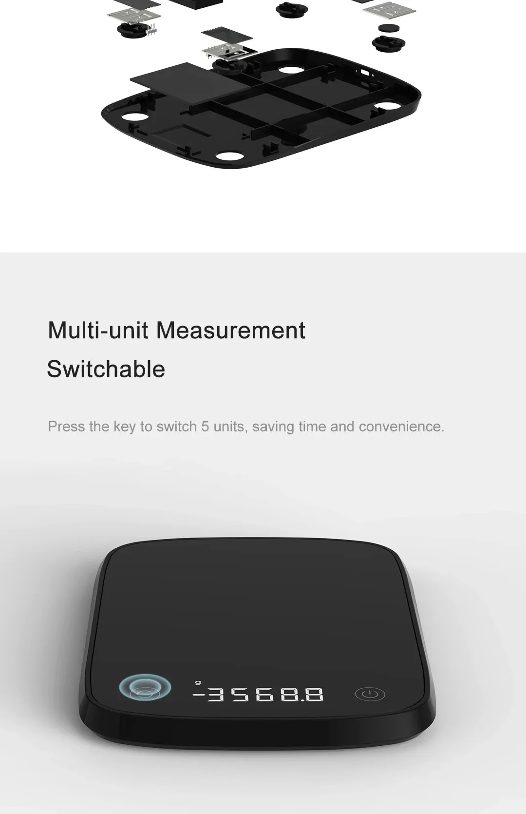 Xiaomi DUKA ATuMan Digital Electronic Scale ES2 High Precision 0~5kg LED Screen Household Multi-functional Baking Kitchen Food Scale