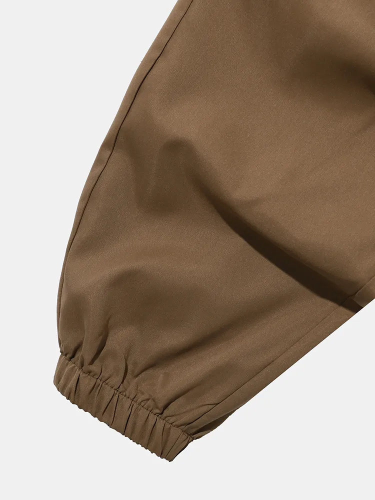 ChArmkpR Mens Solid Side Pocket Casual Drawstring Waist Cargo Pants ChArmkpR Mens Solid Side Pocket Casual Drawstring Waist Cargo Pants