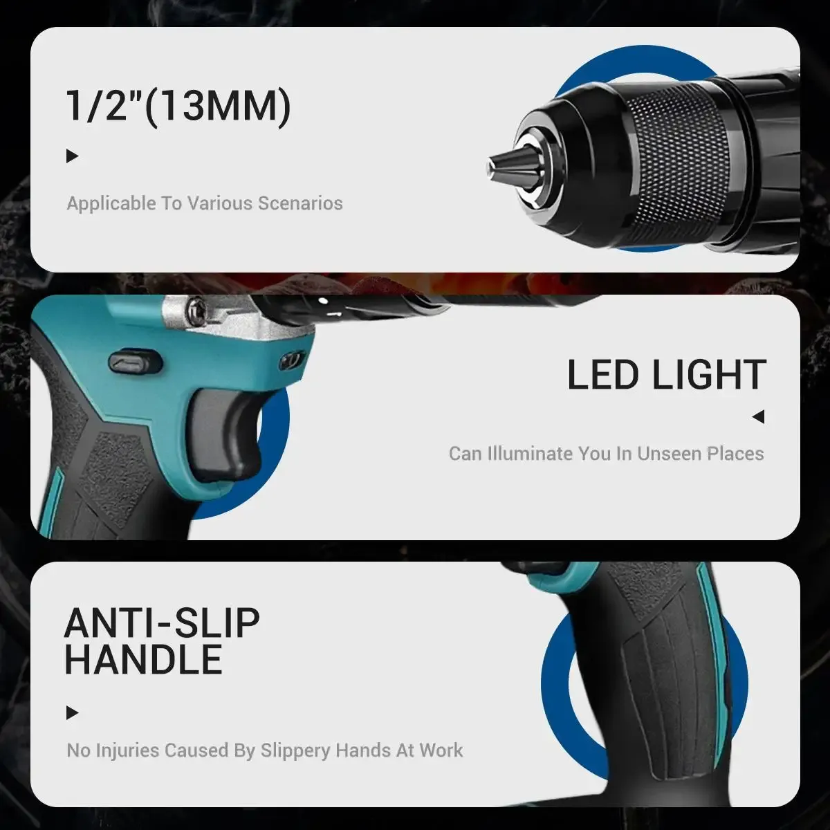 Drillpro 13MM ブラシレス電動インパクトドリル 20+3 トルクドライバー ハンマードリル 冬用 氷上用電動工具 Makバッテリー対応 Drillpro 13MM ブラシレス電動インパクトドリル 20+3 トルクドライバー ハンマードリル 冬用 氷上用電動工具 Makバッテリー対応