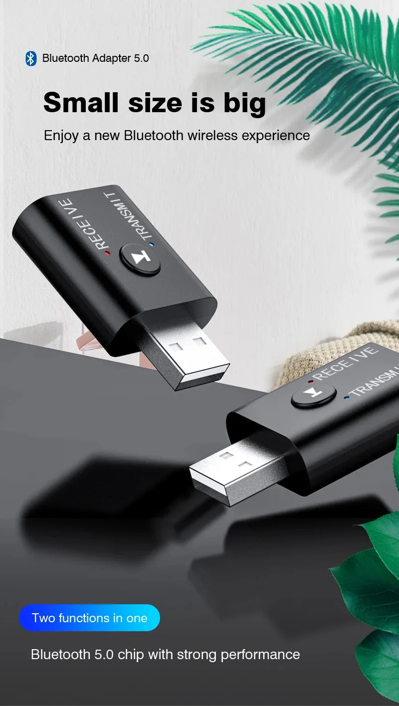 M188 2-in-1 USB bluetooth 5.0 Transmitter Receiver Wireless Adapter for Computer TV Laptop Speaker Headset