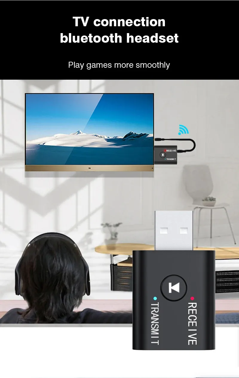 M188 2-in-1 USB bluetooth 5.0 Transmitter Receiver Wireless Adapter for Computer TV Laptop Speaker Headset