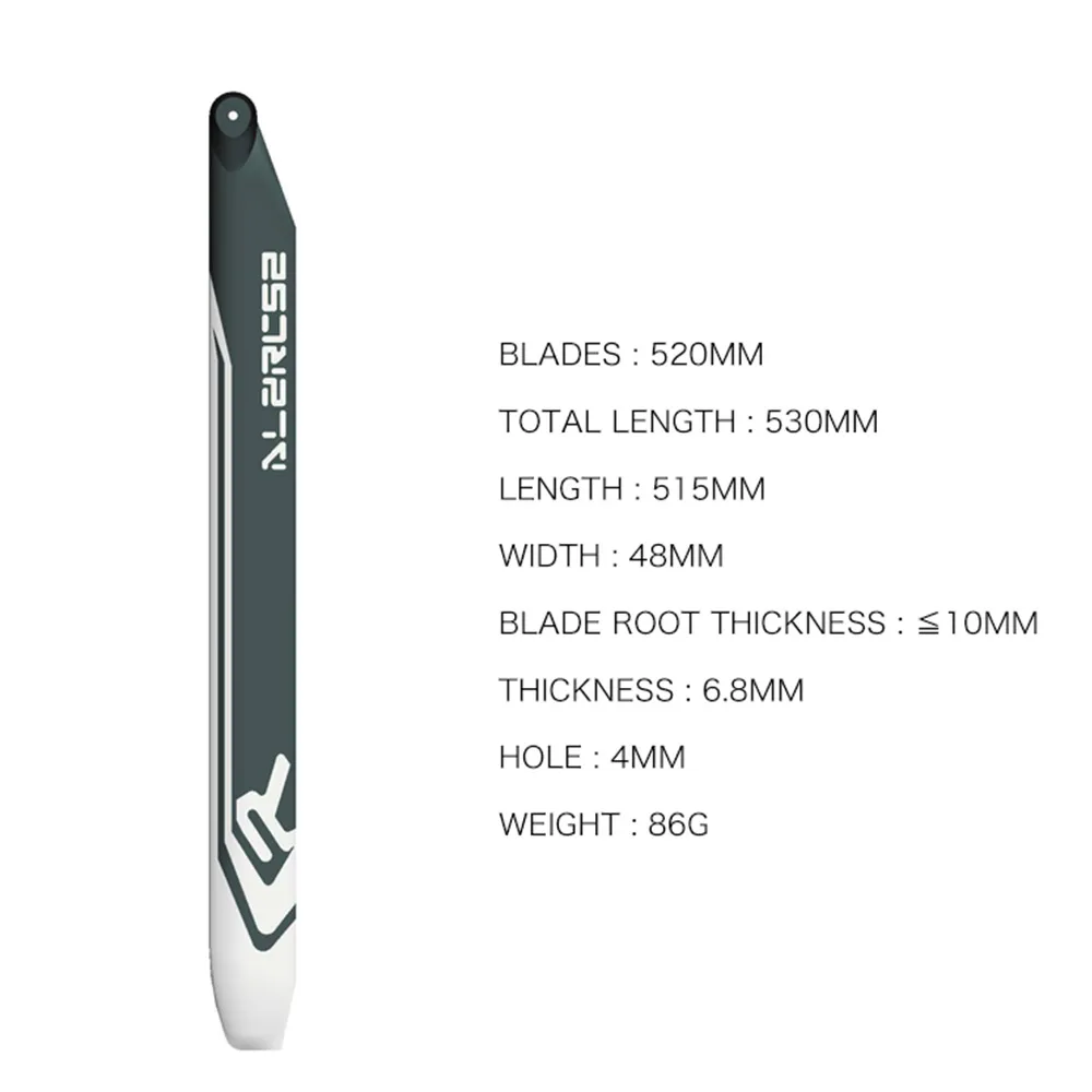 ALZRC R Series 520mm Car-bon Fiber Propeller Main Tail Blade for RC Helicopter