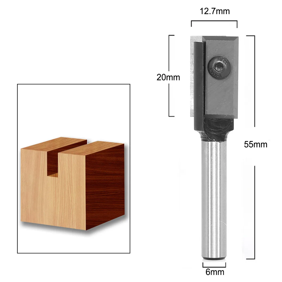 6mm 1/4 Inch 6.35mm Shank 2 Flutes Carbide Insert Flush Trim Router Bit Top Bearing Pattern Bit Woodworking Milling Trimming Knife Edge Milling Cutter for Smooth Finishing