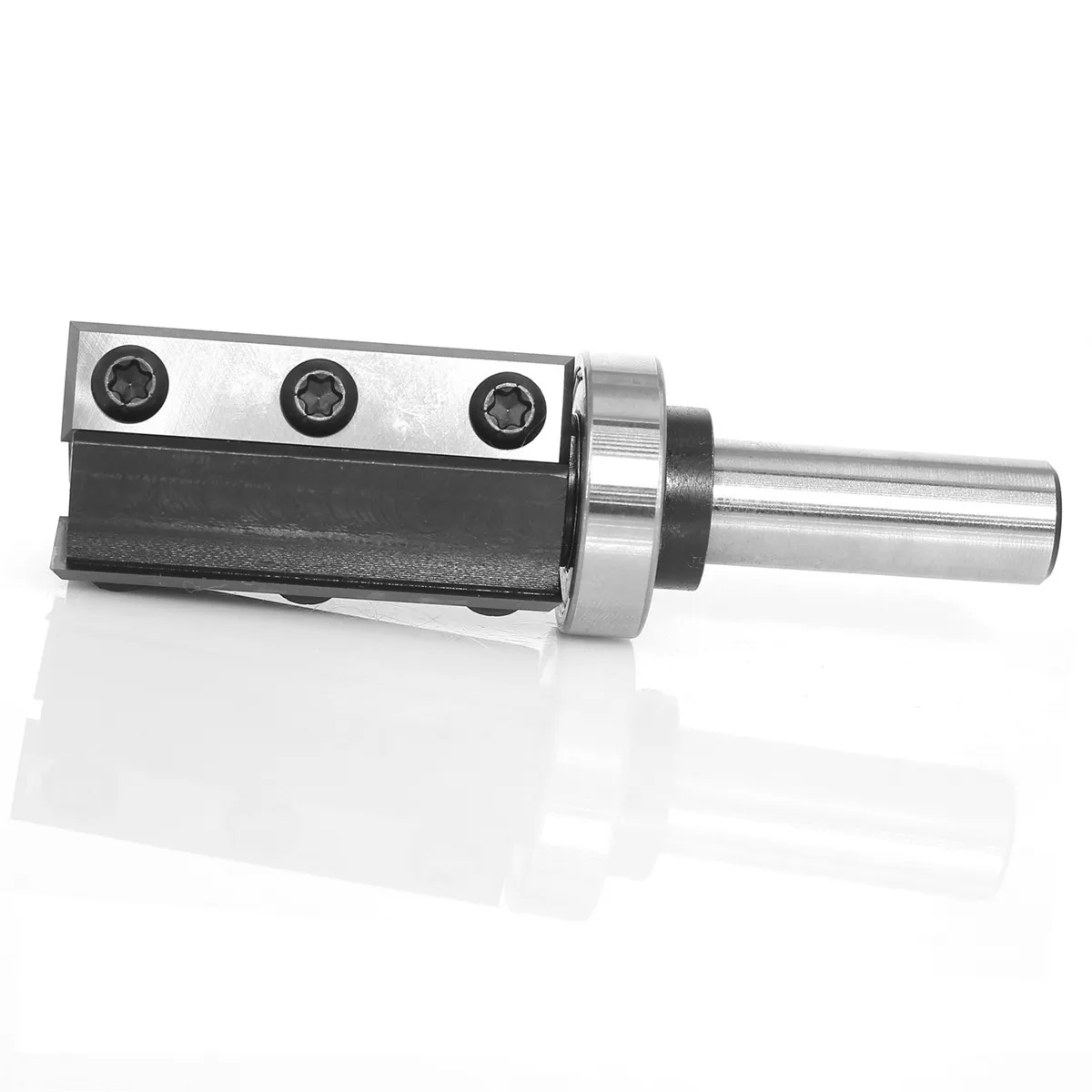 1/2 Inch 12mm Shank 3 Flutes Carbide Insert Flush Trim Router Bit Pattern Bit Top and Bottom Bearing Template Flush Cut Router Bit 1-1/8 / 28.6mm Cutting Diameter for Wood Trimming