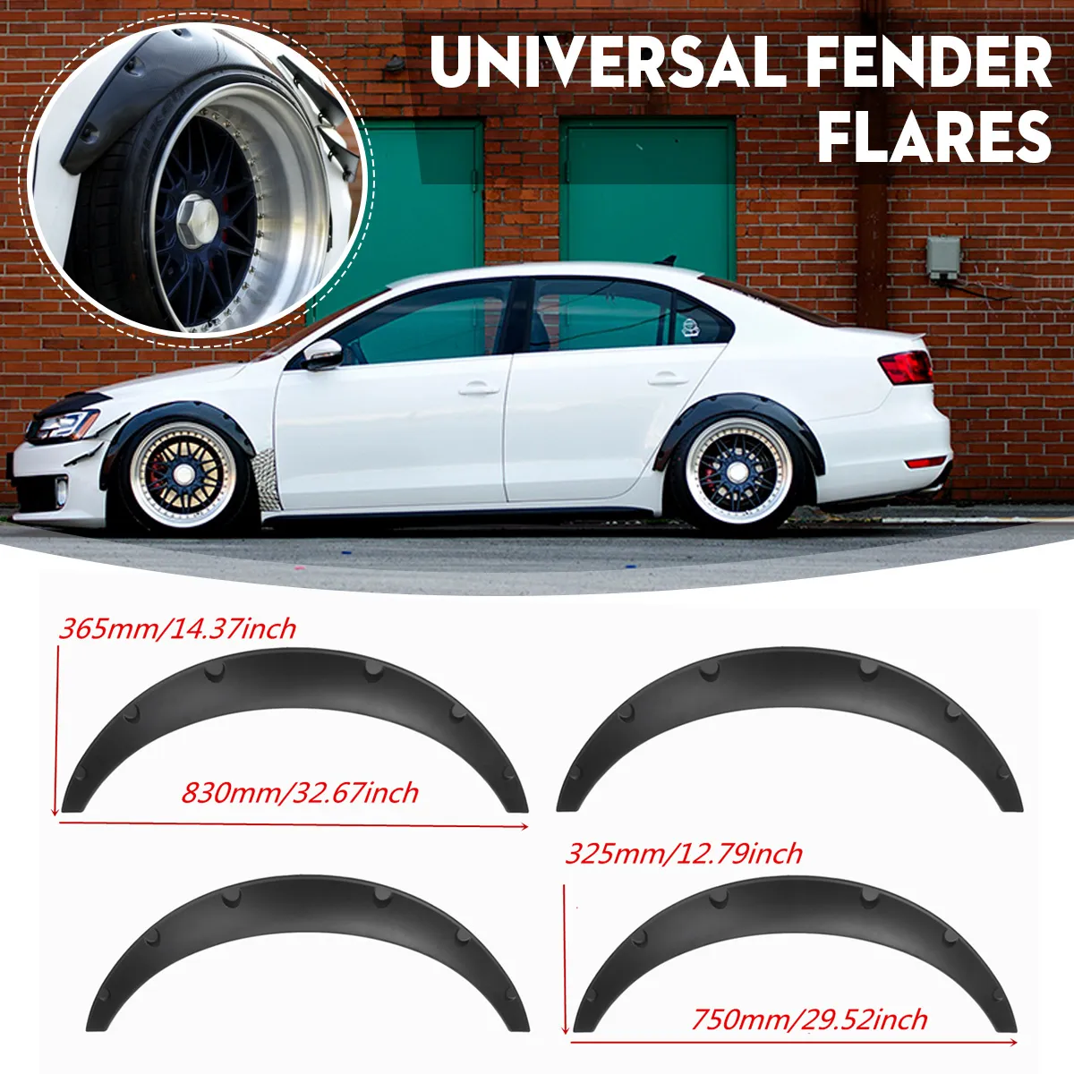 4-Piece/Set Universal Car Wheel Arch Tire Guard Decorative Fender Flexible Yet