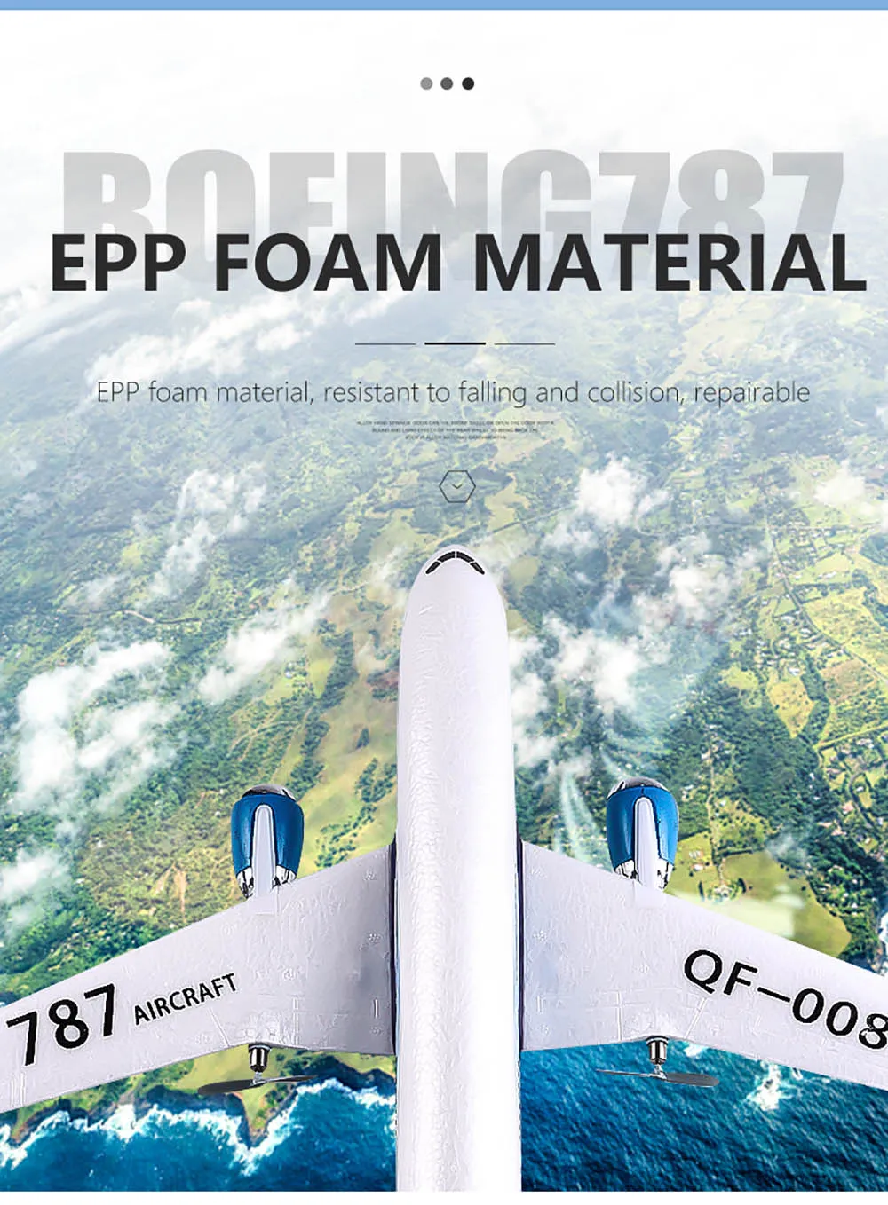 QF008 Boeing 787 550mm Wingspan 2.4GHz 3CH Built-in Gyro EPP RC Airplane Glider RTF for Beginners QF008 Boeing 787 550mm Wingspan 2.4GHz 3CH Built-in Gyro EPP RC Airplane Glider RTF for Beginners