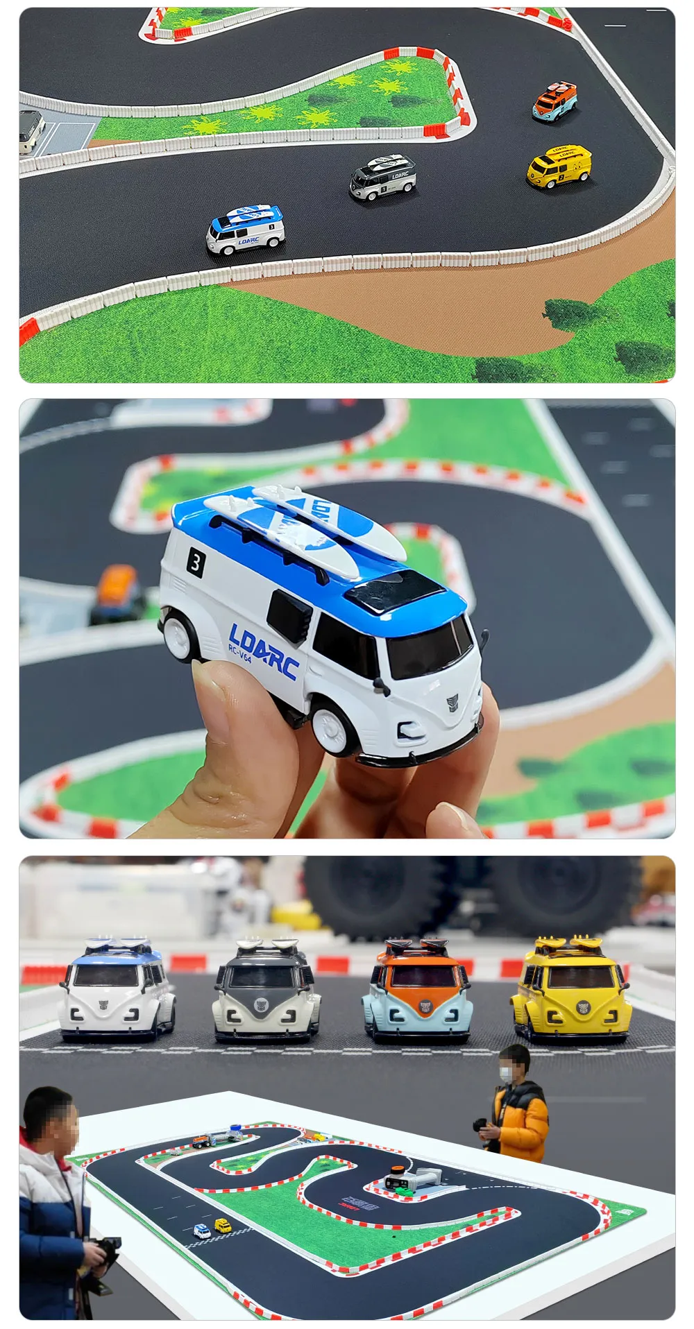 LDARC V64 1/64 2.4G RWD RC Car Mini Drift Flat On-Road LED Lights LC01 Chassis Micro Van Vehicles Models Full Proportional Remote Control Racing Toys 80 Minutes Playing Time
