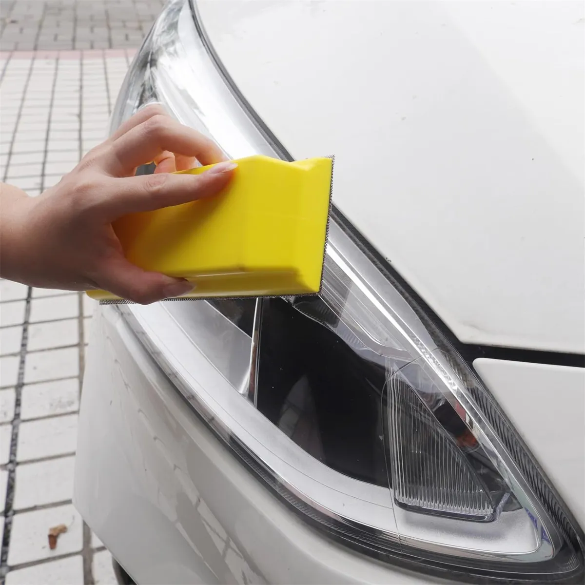 9PCS Hand Sanding Blocks Set Versatile Contoured Profile Yellow Durable Medium-Density Polyurethane Foam Convex and Concave Shapes Hook Loop Attachment for Auto Body Wood Furniture Sanding