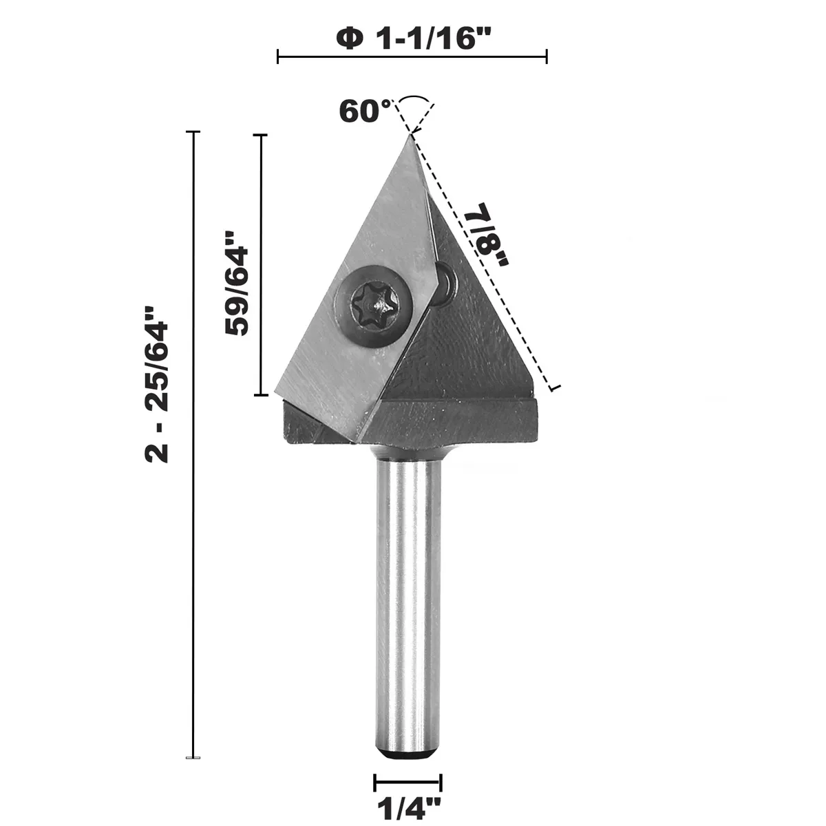 1/2 Inch 1/4 Inch 6mm 12mm Shank 60 Degree V-Groove Carbide Insert Wood CNC Router Bits Milling Cutter for Woodworking Engraving Carving