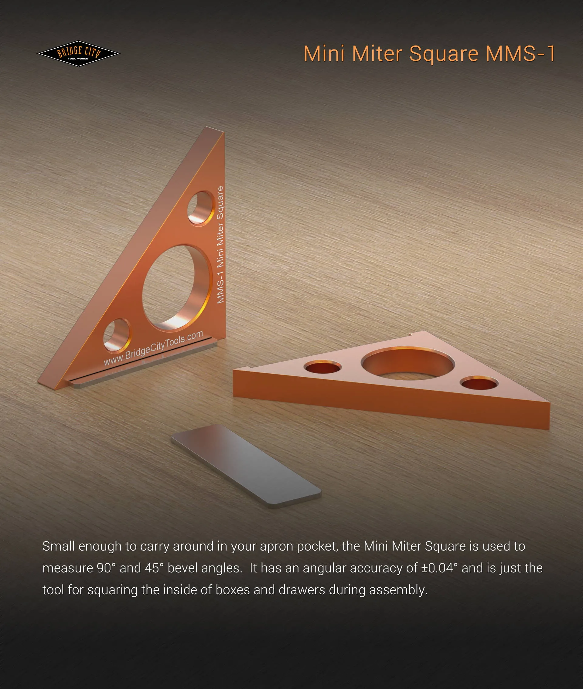 BRIDGE CITY TOOL WORKS MMS-1 Mini Miter Square Pocket-Sized High Precision 0.03mm Accuracy Aircraft Aluminum Alloy Adjustable Slide Magnetic Base