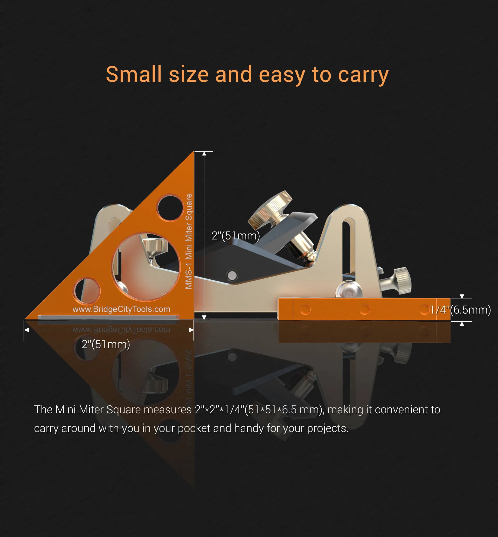 BRIDGE CITY TOOL WORKS MMS-1 Mini Miter Square Pocket-Sized High Precision 0.03mm Accuracy Aircraft Aluminum Alloy Adjustable Slide Magnetic Base