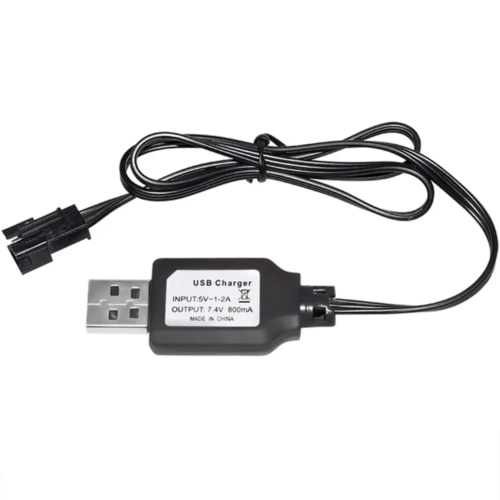 7.4V 800mAh USB Charge Cable SM-3P Positive Plug for LiPo Li-ion RC Toys Battery
