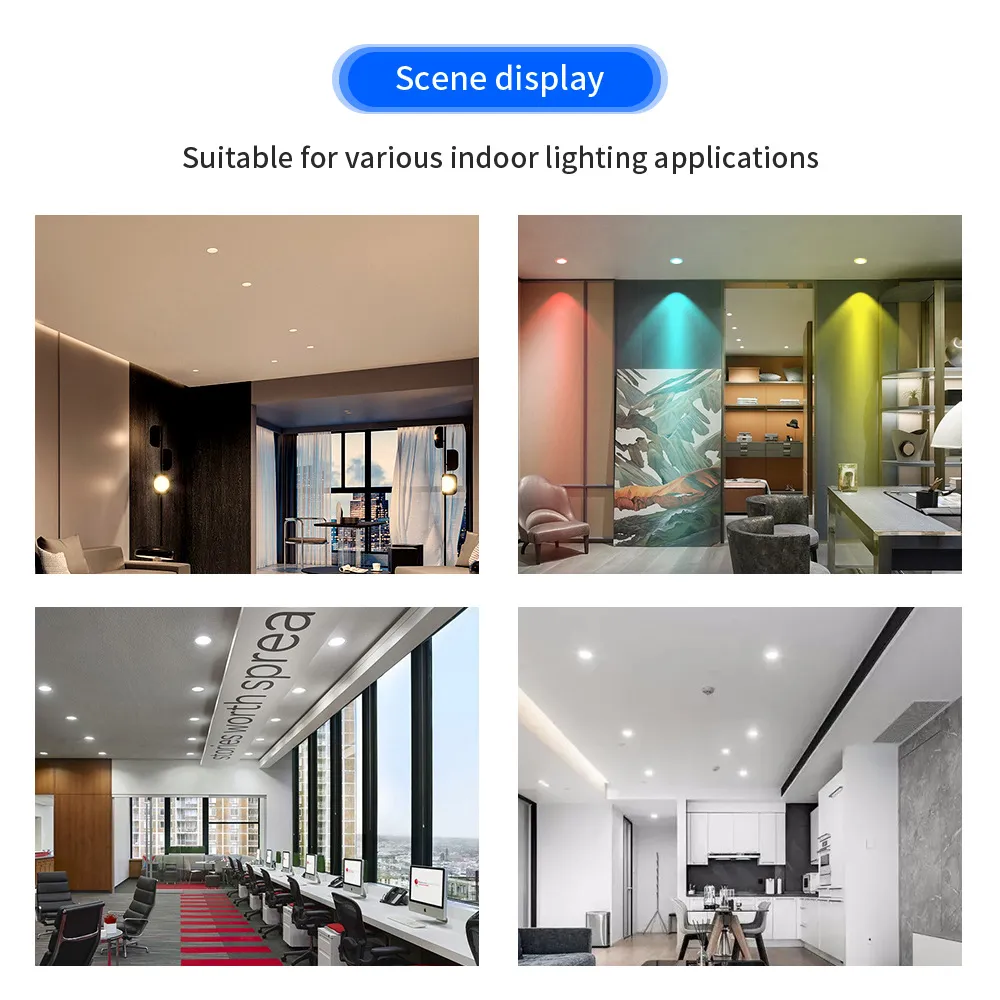Smart LED Downlight 27mm Ultra Thin 6W RGB+CCT 2700K~6500K Compatible Zigbee 3.0 Smartthings Echo Alexa Google Home