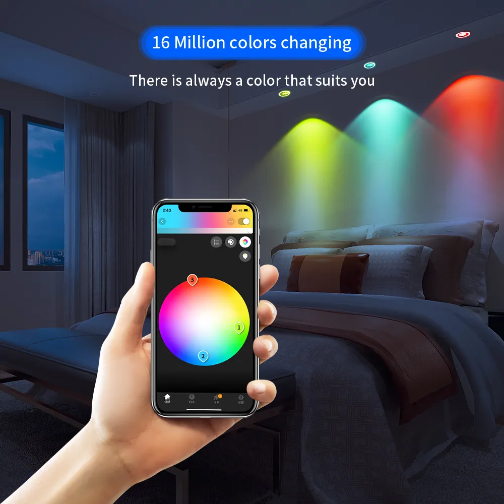 Smart LED Downlight 27mm Ultra Thin 6W RGB+CCT 2700K~6500K Compatible Zigbee 3.0 Smartthings Echo Alexa Google Home