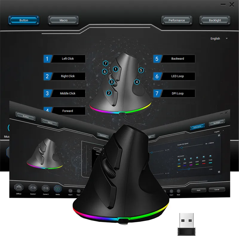 HXSJ T25 Dual Mode Wireless Gaming Mouse RGB 800/1600/2400DPI Ajustable bluetooth Gamer Mice for Laptop Computer Desktop