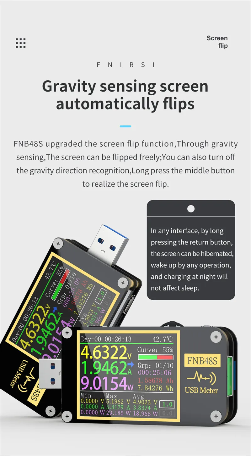 FNIRSI-FNB48S Voltmeter Ammeter Current Voltmeter USB Tester PD Trigger QC4 + PD3.0 2.0 PPS Fast Charging Protocol Capacity Test