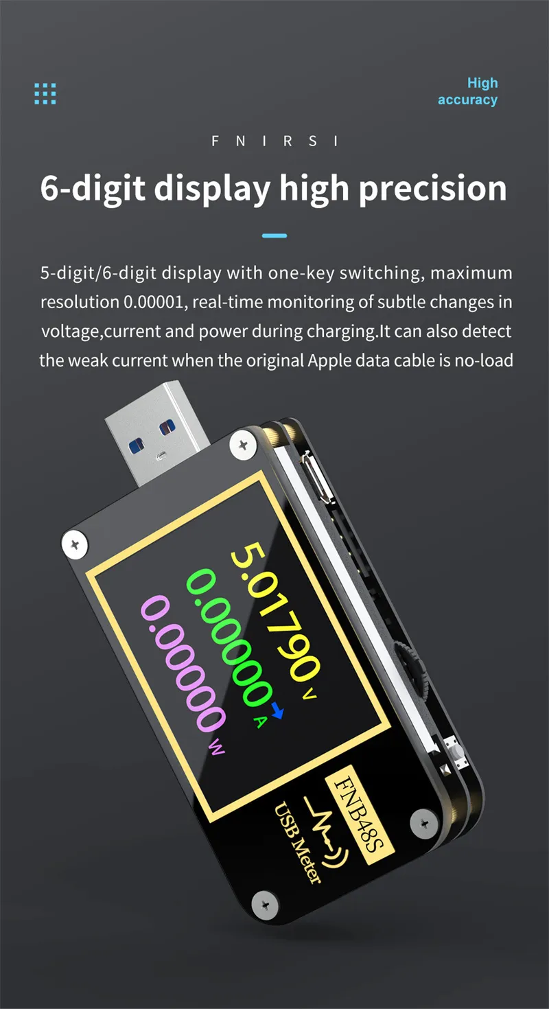 FNIRSI-FNB48S Voltmeter Ammeter Current Voltmeter USB Tester PD Trigger QC4 + PD3.0 2.0 PPS Fast Charging Protocol Capacity Test