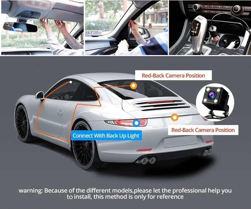 Full HD 1080P Car Front Windshield DVR Camera 3 Lens Dash Cam with Infrared Night Vision Parking Reverse Assistance