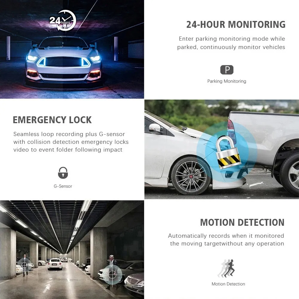 Full HD 1080P Car Front Windshield DVR Camera 3 Lens Dash Cam with Infrared Night Vision Parking Reverse Assistance