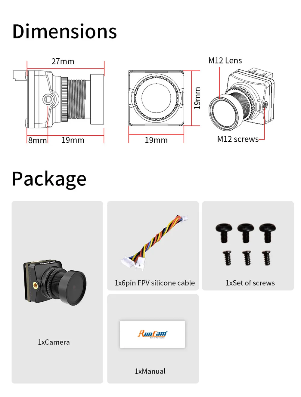 RunCam Phoenix2 Pro Starlight Cmos 1500TVL FOV 128 Degree FPV Camera Image Quality Enhanced for RC Drone