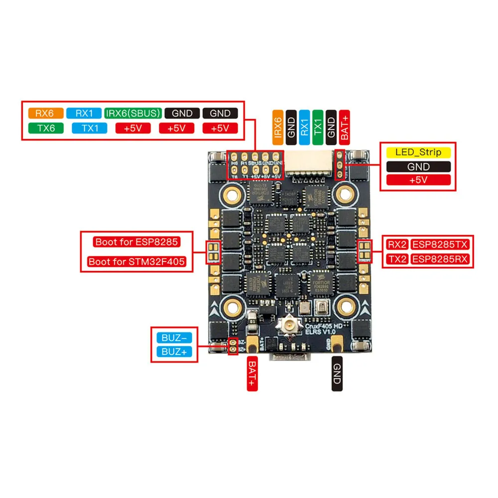 Happymodel CruxF405HD ELRS AIO 3in1 F4 Flight Controller Built-in Serial Port 2.4G ELRS Receiver 20A ESC