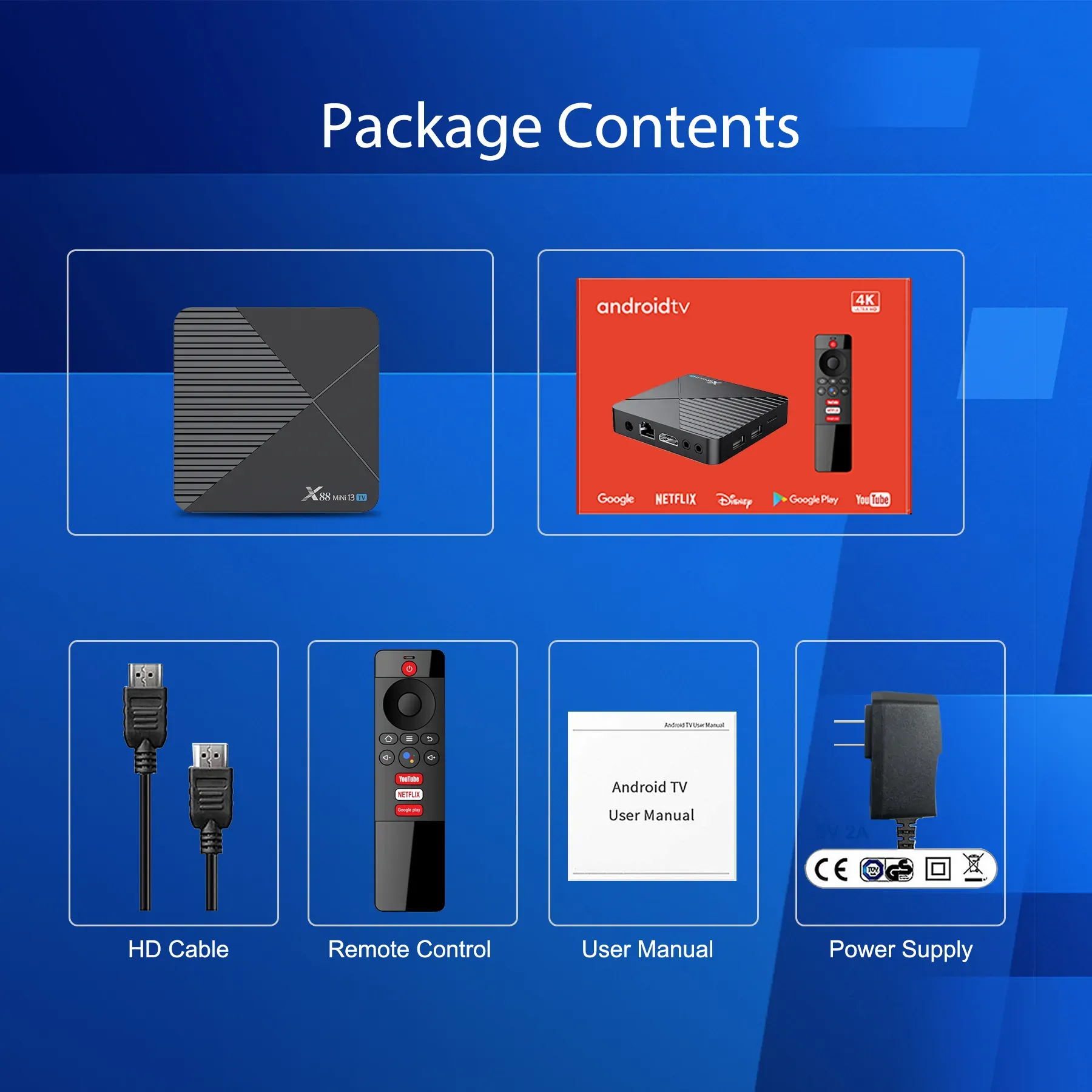 X88 Mini 13 4+64G TV BOX Android 13 Smart TV Box RK3528 8K WIFI6 BT Voice Remote Control Media Player TV Receiver Set Top Box