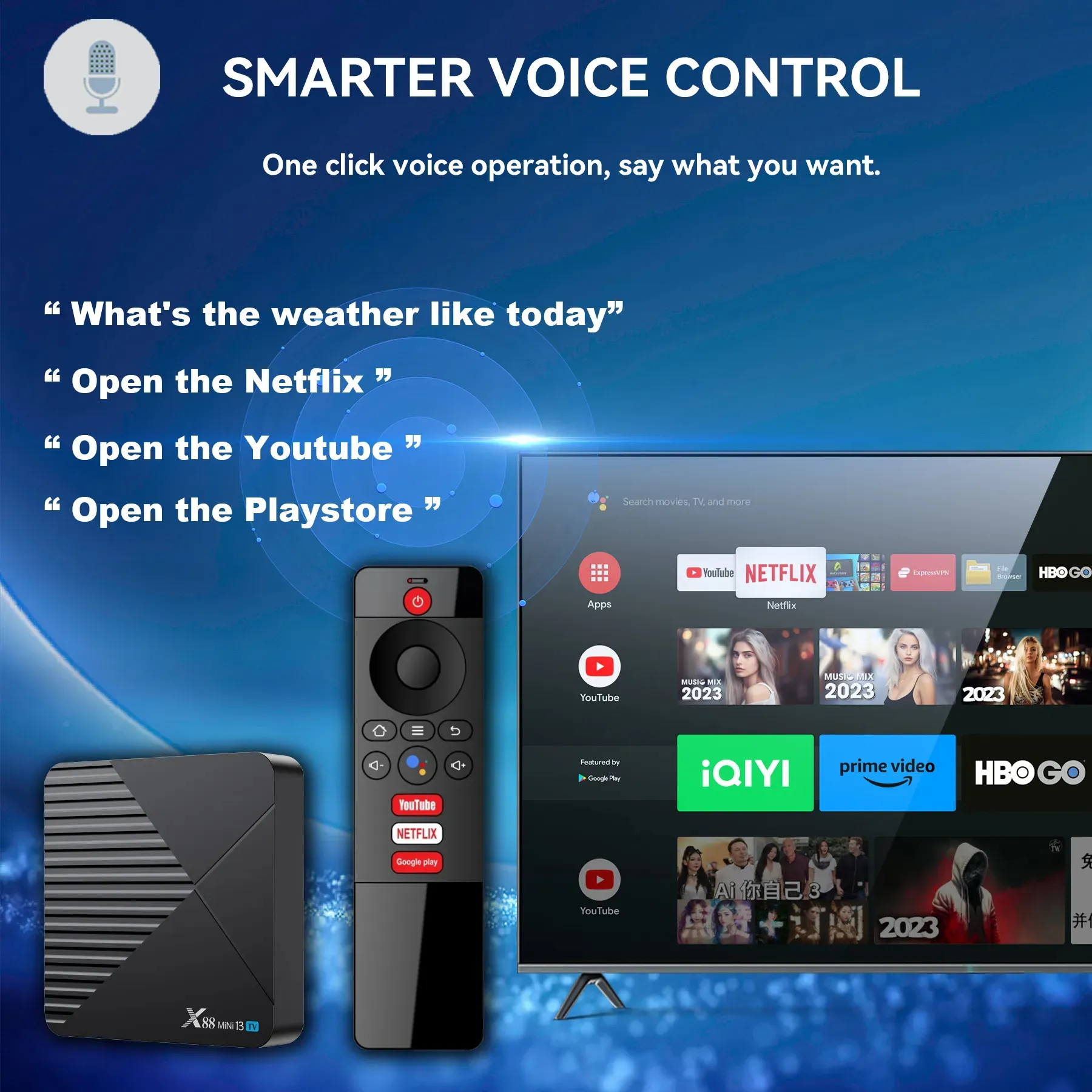 X88 Mini 13 4+64G TV BOX Android 13 Smart TV Box RK3528 8K WIFI6 BT Voice Remote Control Media Player TV Receiver Set Top Box