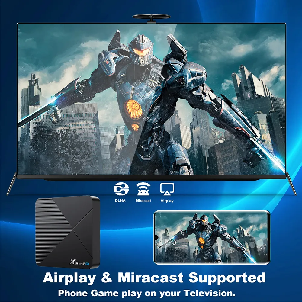 X88 Mini 13 4+64G TV BOX Android 13 Smart TV Box RK3528 8K WIFI6 BT Voice Remote Control Media Player TV Receiver Set Top Box