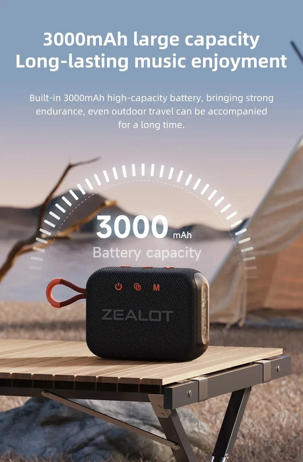 Zealot S75 10W bluetooth Speaker Portable Speaker 57mm Loud Driver HiFi Stereo 3000mAh Battery Support TF Card TWS IPX6 Waterproof Outdoors Wireless Speaker