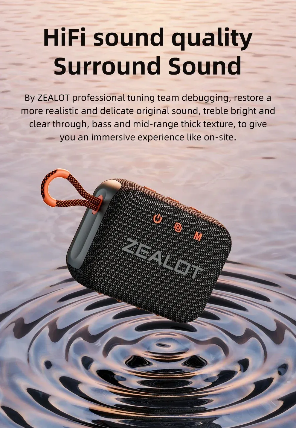 Zealot S75 10W bluetooth Speaker Portable Speaker 57mm Loud Driver HiFi Stereo 3000mAh Battery Support TF Card TWS IPX6 Waterproof Outdoors Wireless Speaker