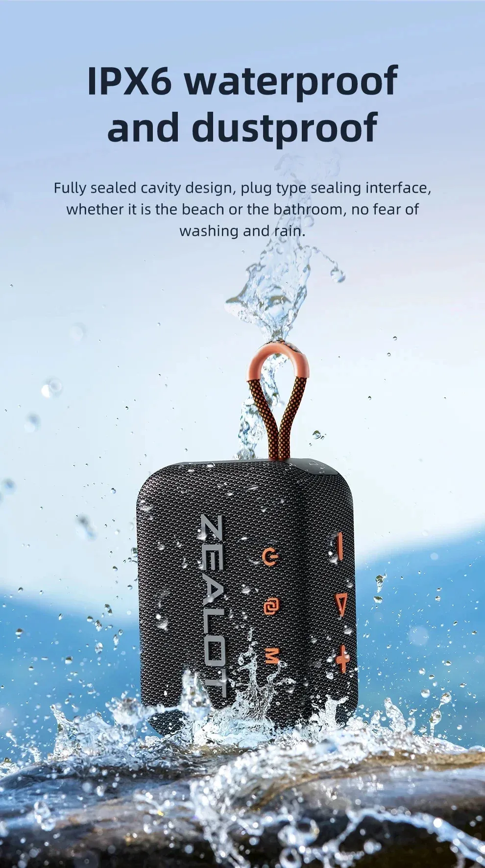 Zealot S75 10W bluetooth Speaker Portable Speaker 57mm Loud Driver HiFi Stereo 3000mAh Battery Support TF Card TWS IPX6 Waterproof Outdoors Wireless Speaker