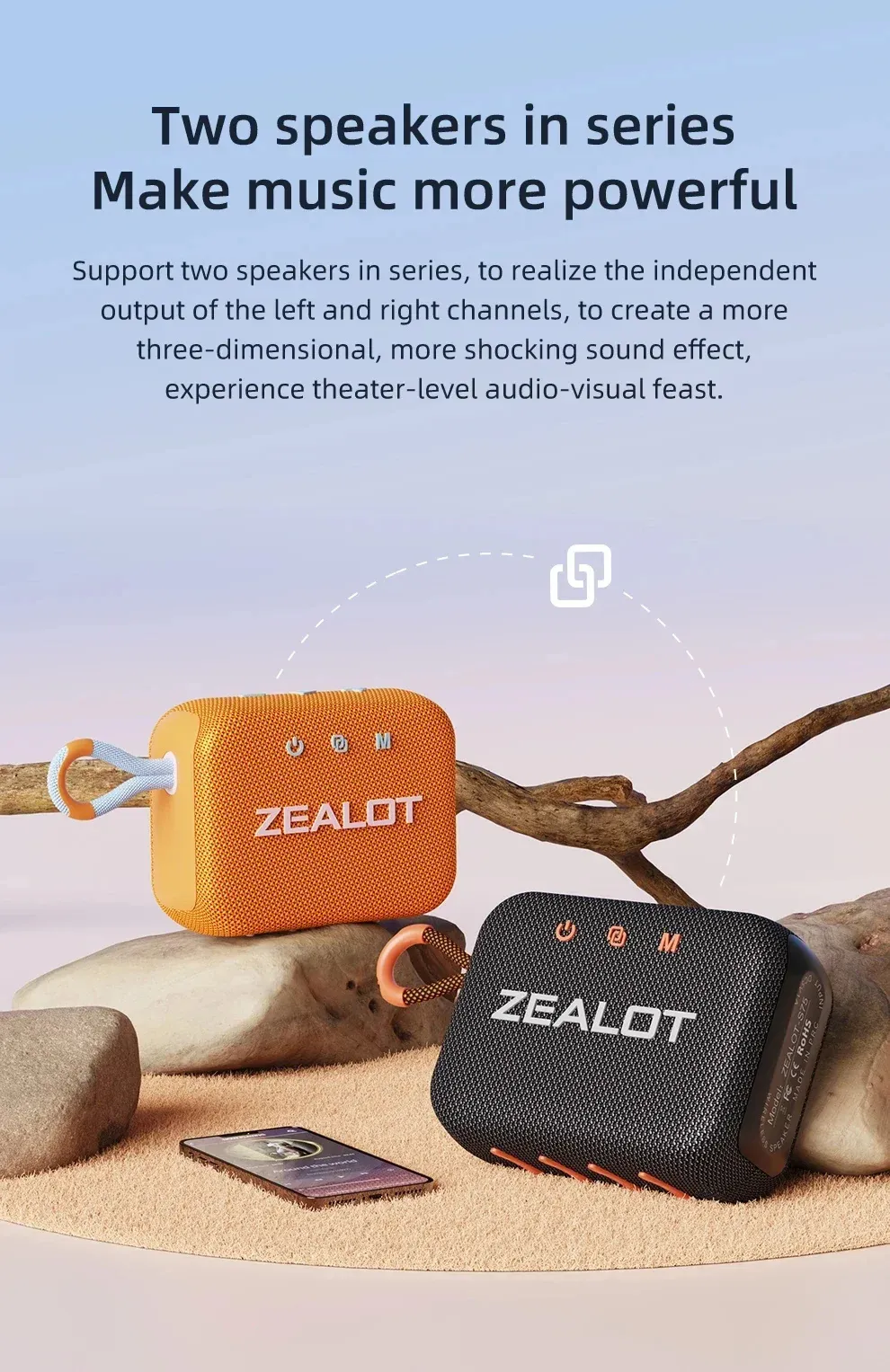 Zealot S75 10W bluetooth Speaker Portable Speaker 57mm Loud Driver HiFi Stereo 3000mAh Battery Support TF Card TWS IPX6 Waterproof Outdoors Wireless Speaker