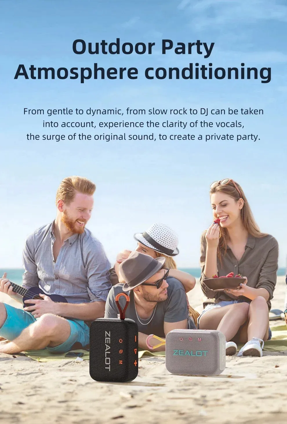 Zealot S75 10W bluetooth Speaker Portable Speaker 57mm Loud Driver HiFi Stereo 3000mAh Battery Support TF Card TWS IPX6 Waterproof Outdoors Wireless Speaker