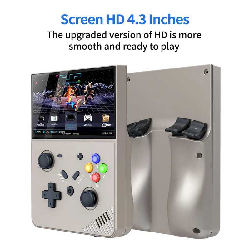 M18 R43Pro 4.3inch Screen 3D Rocker Handheld Game Console 64G/128G Built-in 20261/30500 Games PS1 N64 Supports 25 Simulators Linux Emelec 4.3 4000mAh