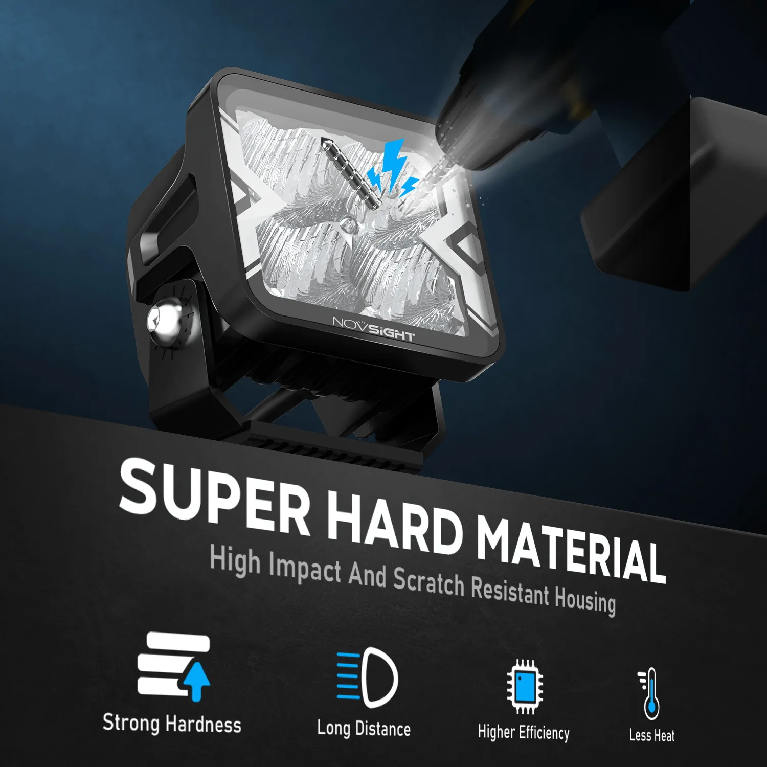 NOVSIGHT 2PCS 3 Inch Flood Beam Light LED Pod Light Square Cube Lamp IP68 Waterproof for Truck ATV UTV SUV Boat Car
