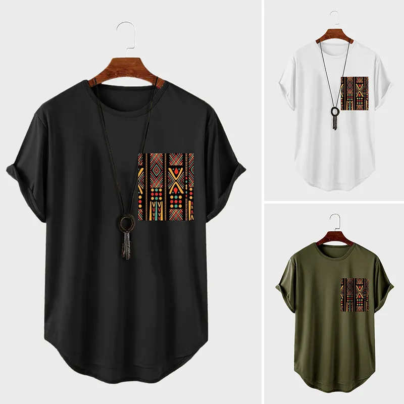 ChArmkpR Mens T-Shirts Colorful Ethnic Geometric Print Curved Hem Short Sleeve Tshirts ChArmkpR Mens T-Shirts Colorful Ethnic Geometric Print Curved Hem Short Sleeve Tshirts