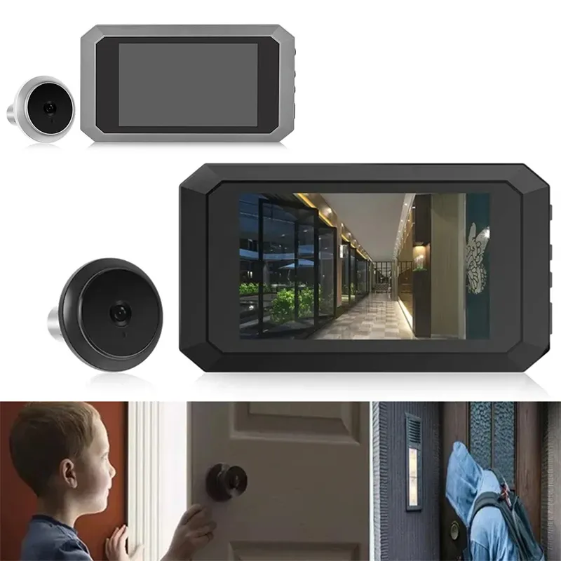 N9S 3.97in LCD Screen Visual Doorbell Digital Magic Eye Electronic Viewfinder Night Vision Safety Door Viewer Photo Recording Door Peephole Camera