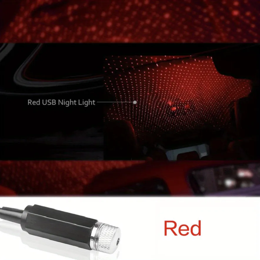 USB Car Roof Atmosphere Lights Star Projector Night Light Portable Adjustable Romantic Interior Car Light Decorations For Car Ceiling Bedroom