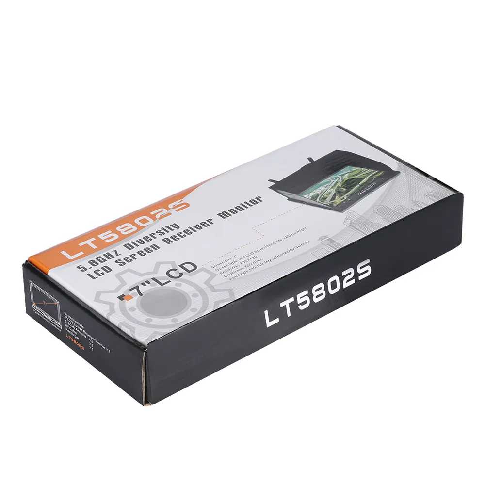 LST LT5802S 5.8G 40CH 800*480 7 Inch FPV Monitor Built in Dual Receiver Battery with Antennas for RC Drones