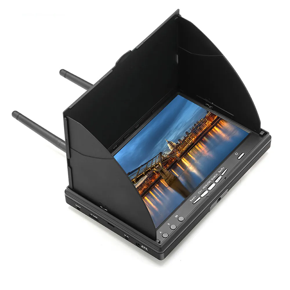 LST LT5802S 5.8G 40CH 800*480 7 Inch FPV Monitor Built in Dual Receiver Battery with Antennas for RC Drones