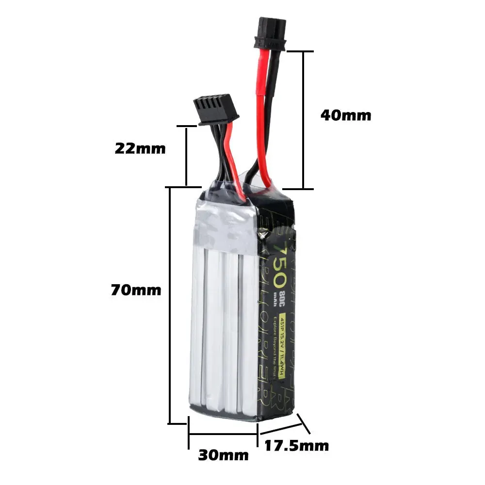 2Pcs Flywoo Explorer 15.2V 750mAh 80C 4S HV 80C Lipo Battery XT30 Plug 2Pcs Flywoo Explorer 15.2V 750mAh 80C 4S HV 80C Lipo Battery XT30 Plug