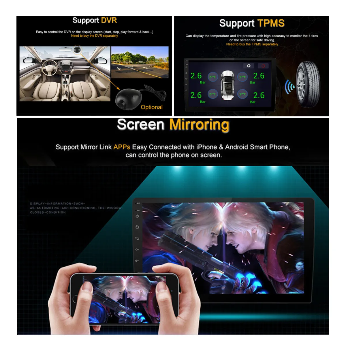 9 2 Din 1+16G Android 8 Car Stereo Radio IPS 2.5D Touch Screen MP5 Player GPS WIFI FM