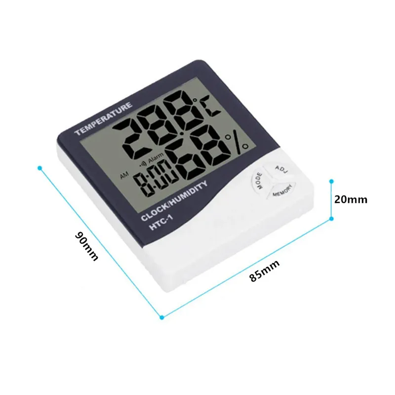 HTC-1 HTC-2 LCD Electronic Digital Temperature Humidity Meter Home Thermometer Hygrometer Indoor Outdoor Weather Station Clock