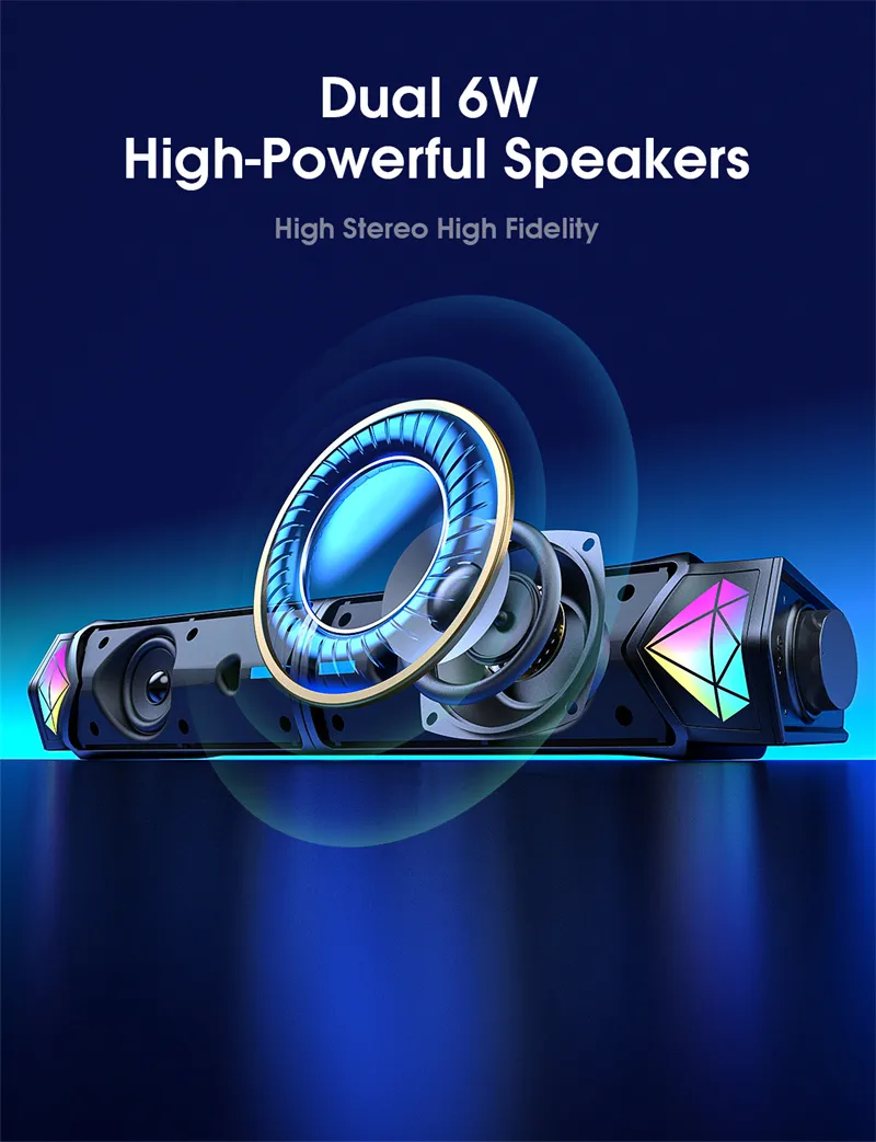 ONIKUMA L1 Detachable Computer Speaker Wired bluetooth Soundbar HiFi Stereo RGB Light Knob-type Desktop Speaker ONIKUMA L1 Detachable Computer Speaker Wired bluetooth Soundbar HiFi Stereo RGB Light Knob-type Desktop Speaker