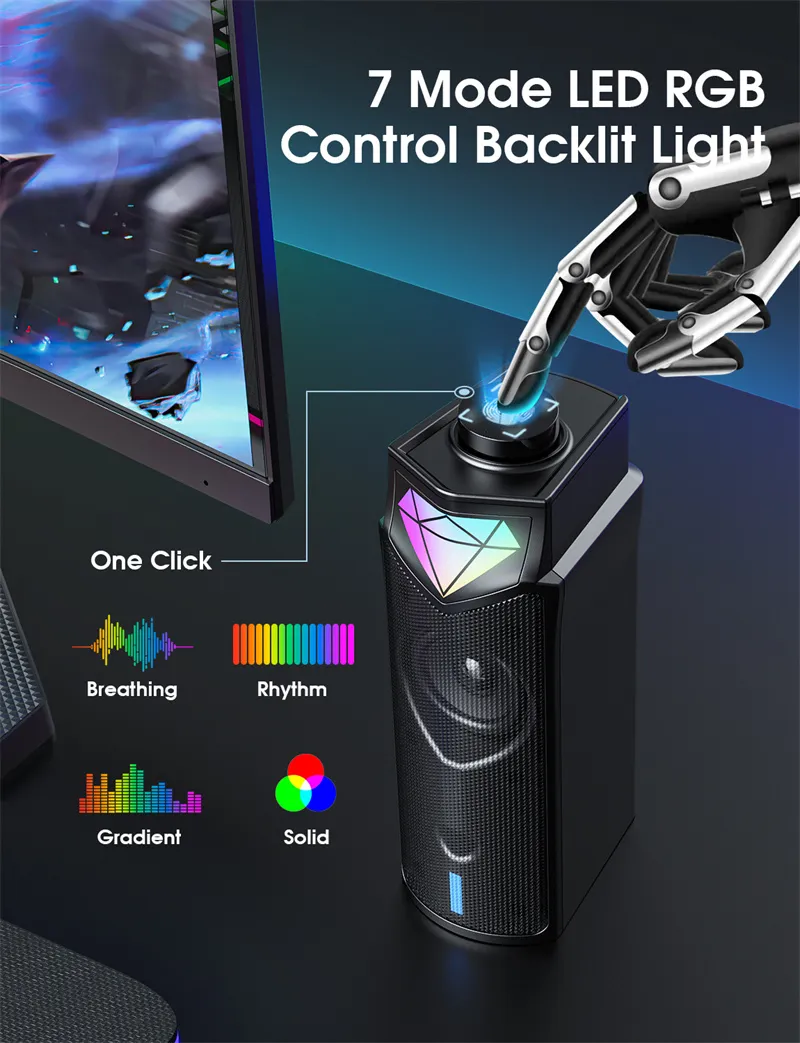 ONIKUMA L1 Detachable Computer Speaker Wired bluetooth Soundbar HiFi Stereo RGB Light Knob-type Desktop Speaker ONIKUMA L1 Detachable Computer Speaker Wired bluetooth Soundbar HiFi Stereo RGB Light Knob-type Desktop Speaker