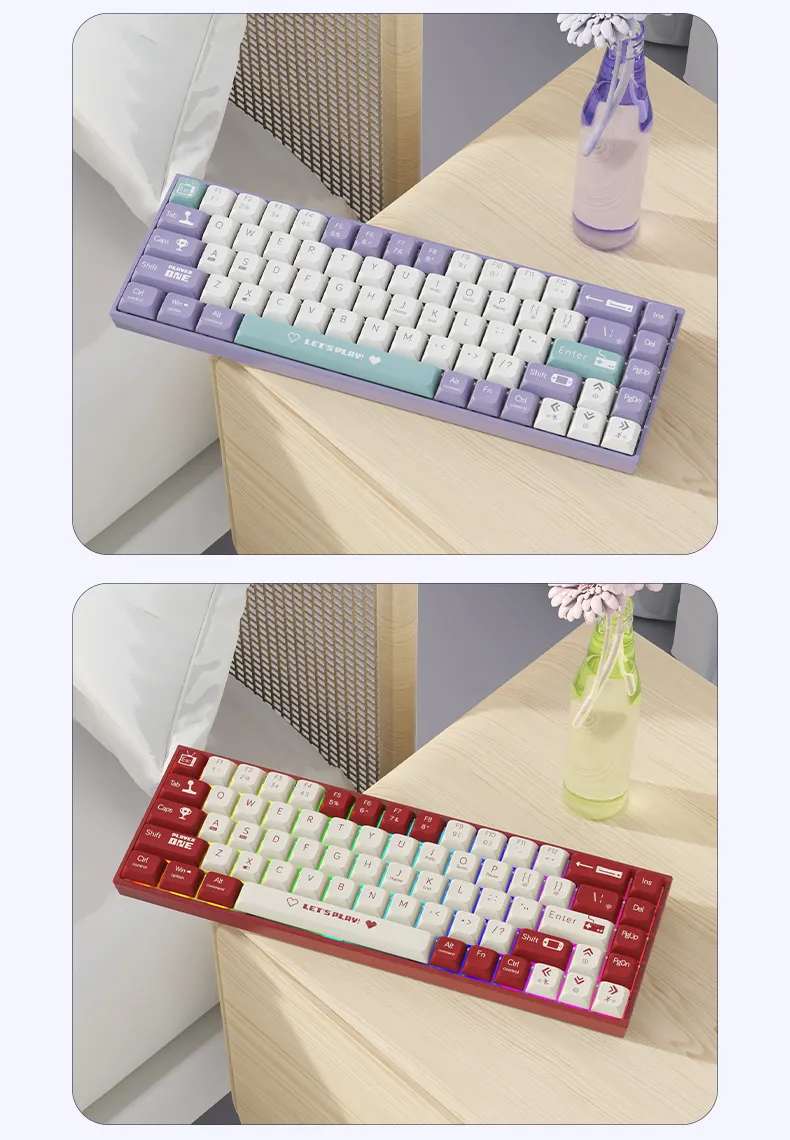 AJAZZ AK680 68 Keys Wired Mechanical Gaming Keyboard Hot Swappable Sleeve Switch RGB USB Wired 65% Layout Gaming Keyboard